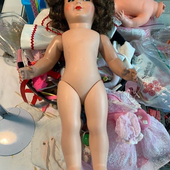 Flirty Eye MMM Pink Dress Antique Doll - Picture 5 of 9